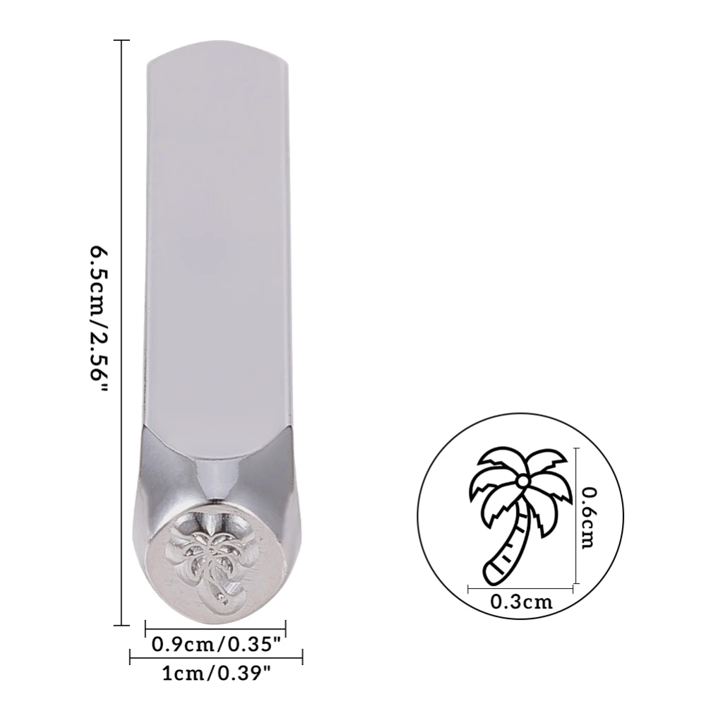 Iron Metal Stamps Coconut Tree Pattern Platinum 6.55x1cm