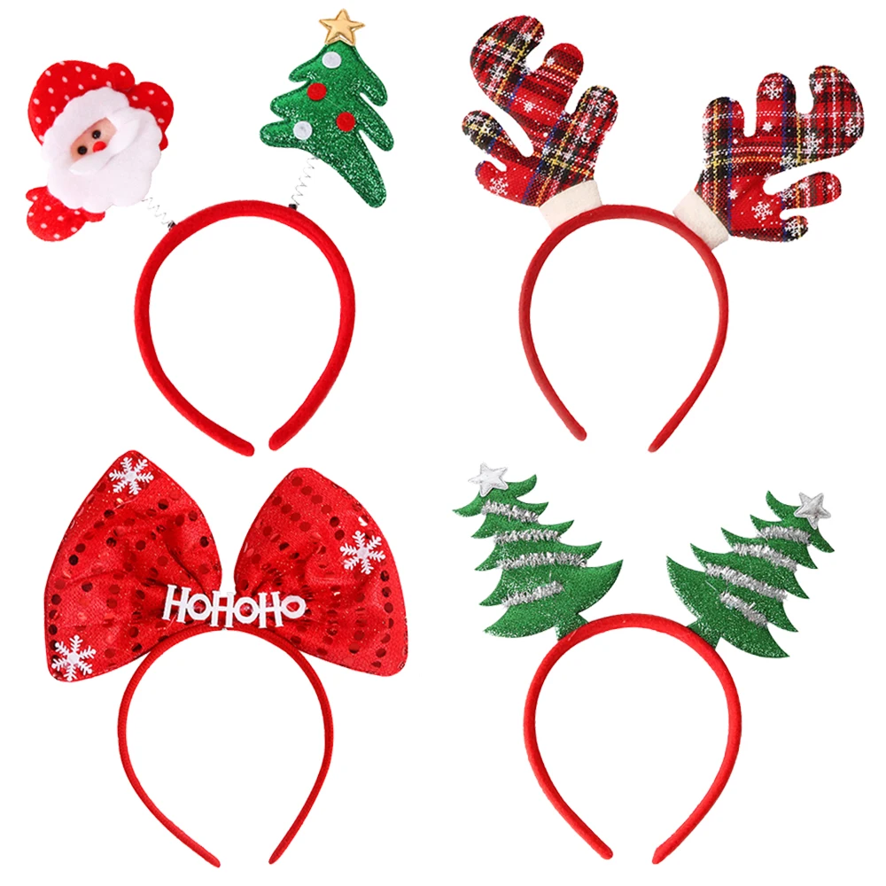Merry Christmas Headbands Xmas Hair Accessories Deer Star Santa Claus Bling New Year 2025 Headbands Diy Christmas Party Decor