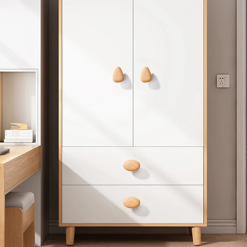 Nordic Kids Wooden Cabinet Handles Creative Cartoon Pebble Drawer Pulls for Children's Room Wardrobe