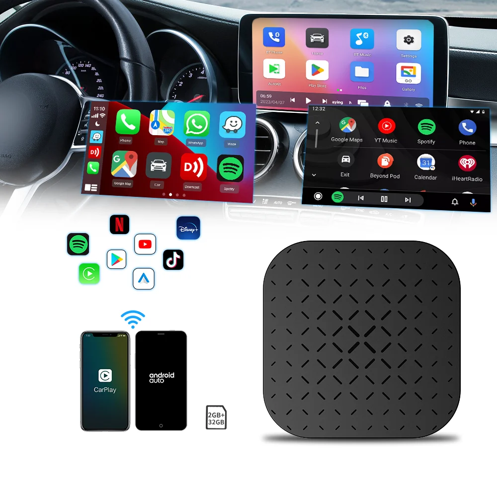 

Carlinkit Carplay android Авто 2 ГБ + 16 Гб USB беспроводной carplay ai box android 11 система Универсальный адаптер 3 в 1 Автомобильный игровой бокс