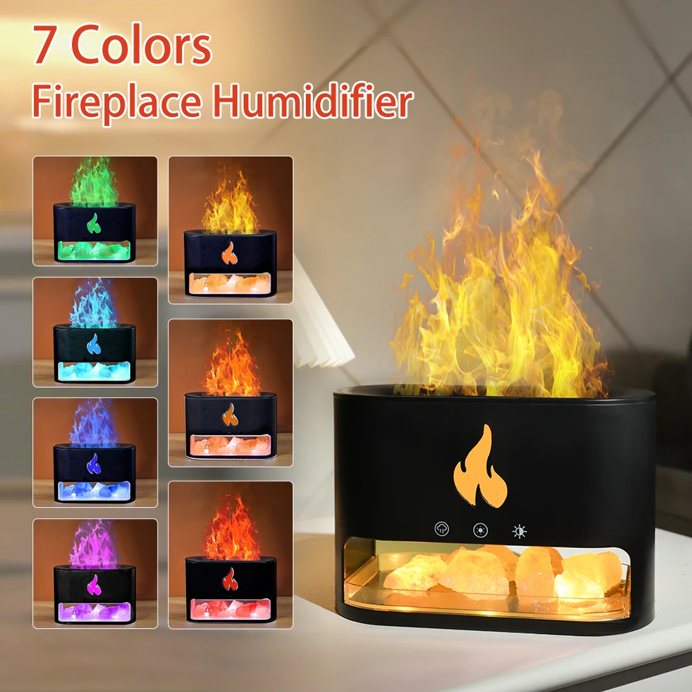 7ColorsAmbientLightFireplaceAirHumidifierforHomeFlameFire