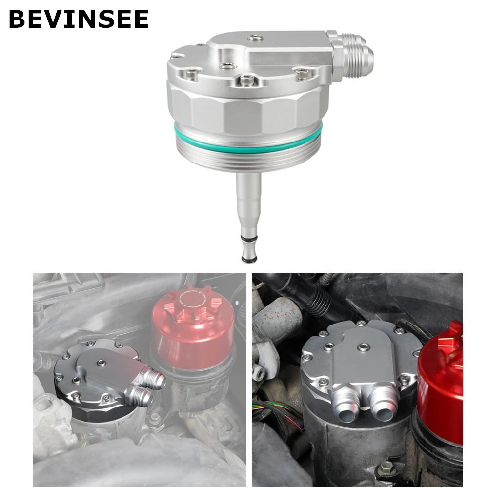 

BEVINSEE Oil Filter Cap For Oil Cooler For BMW E36 E46 E39 E60 E61 X3 E83 X5 E53 Z3 Z4 M52 M54 Engine 11421744000 11421741000