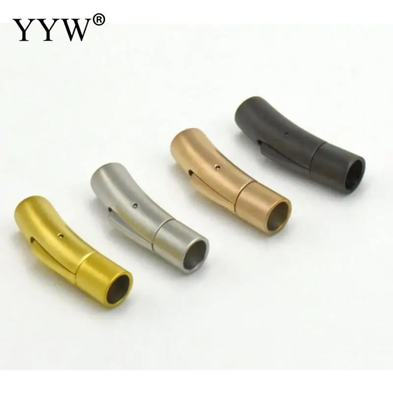 10pcs Stainless Steel Bayonet Clasp 2mm 3mm 4mm 5mm 6mm 8mm Hole PushLock Lace Buckle Leather Cord Clasps for DIY Jewelry Making