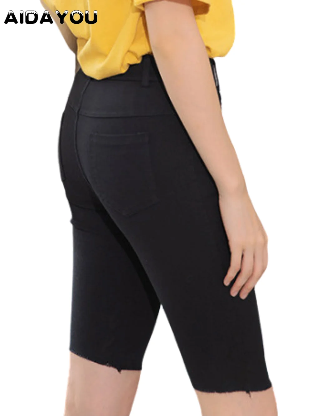 Pantalones cortos informales para mujer, pantalón corto liso con cintura ancha, modernos, de verano, ouc392a|Mallas| AliExpress