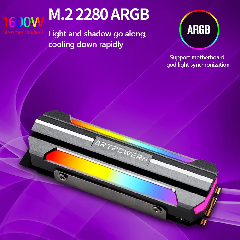 ˷̴ Argb M.2 SSD ϵ ũ 濭 , 5V 3  Nvme Ngff M2 2280 ָ Ʈ ̺ ϵ ũ ð ٵ