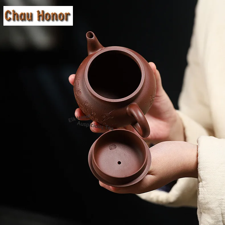360ml Traditional Yixing Purple Clay Teapots Handmade Ruyi Pot Raw Ore Mud Kettle Chinese Zisha Tea Set Tea Ceremony Supplies