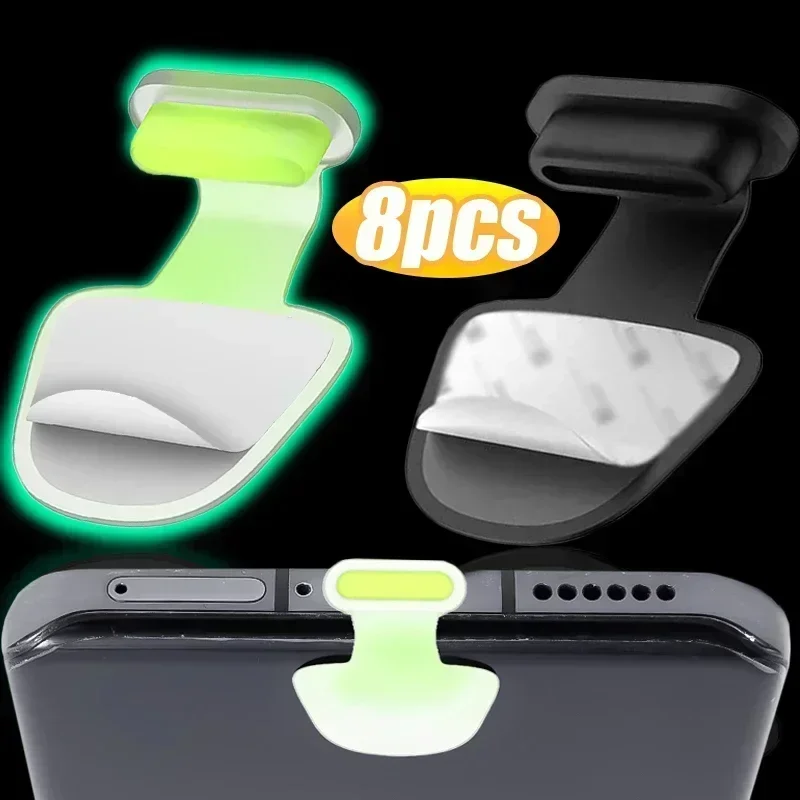 Soft Silicone Luminous USB C Anti Dust Cover Caps for IOS Type C Mobile Phone Dust Plugs Charging Port Protectors for IPhone