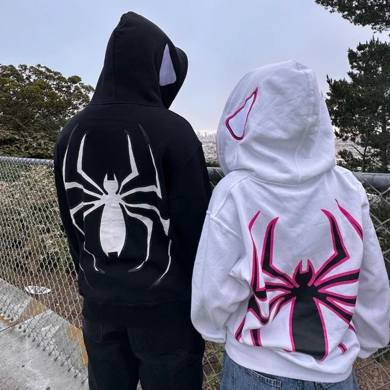 

Y2k Emo Women Streetwear Hoodie Spider Punk Zip Up Hoodies Graphic Oversized Sweatshirt Gothic Harajuku Kpop Alt Men Clothes