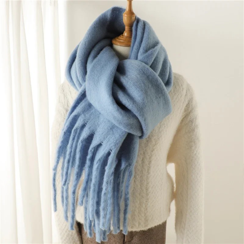 Women's Cashmere Warm Winter Scarf with Tassels