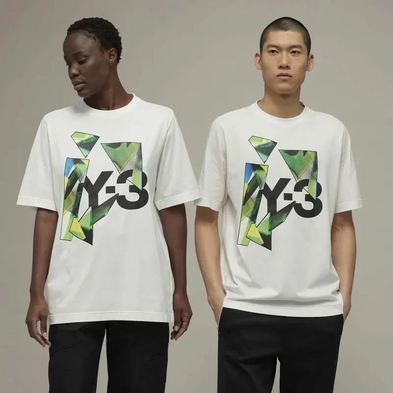 

Y-3 yohji yamamoto spring and summer exclusive men's and women's printed T-shirts loose cotton beach short sleeves