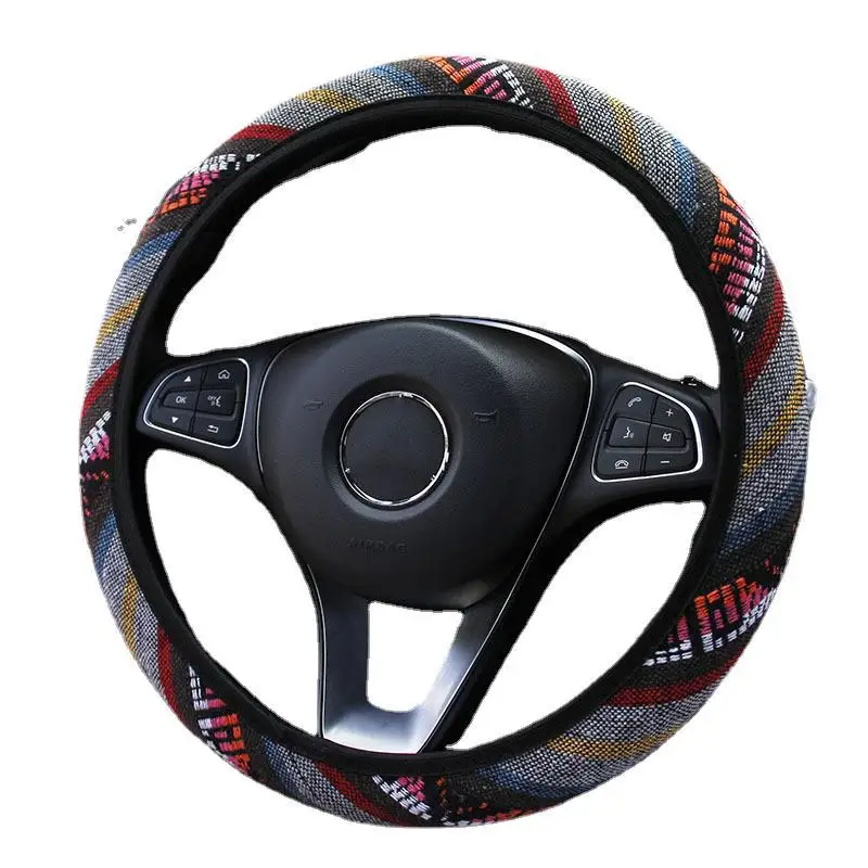 

New Car Steering Wheel Cover without Inner Ring Elastic Belt Handle Cover Cross-border with Ethnic Style Linen Sports HONDA 38cm