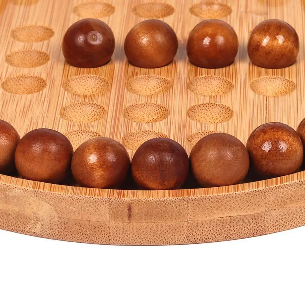 

Wooden Wood Peg Solitaire Board Game Set 33 Chess Pieces Puzzle Game Smooth