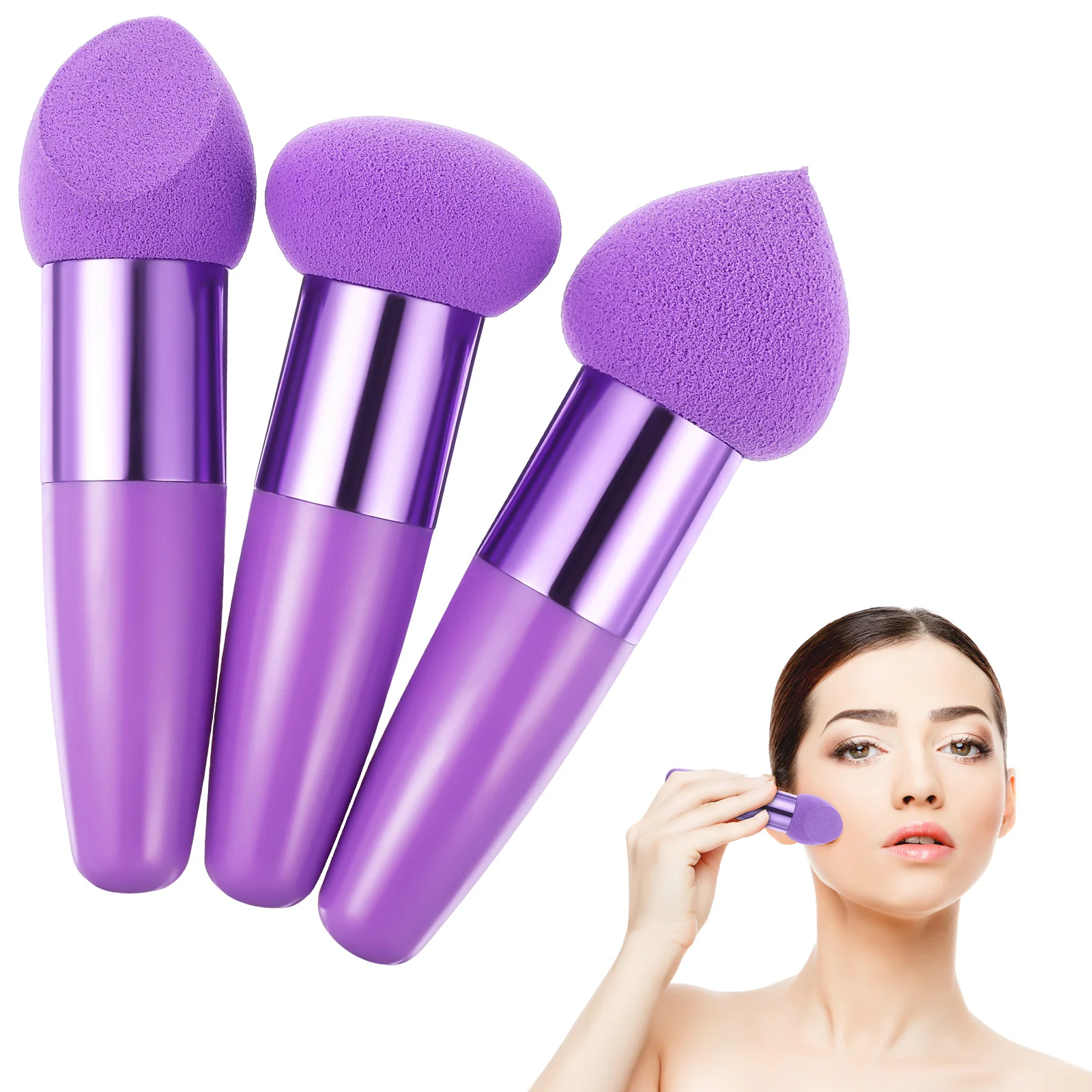 

3 Pcs Beauty Pen Makeup Sponge with Handle for Isolation Tools Sponges Concealer Face Foundation Brush Emulsion Blending