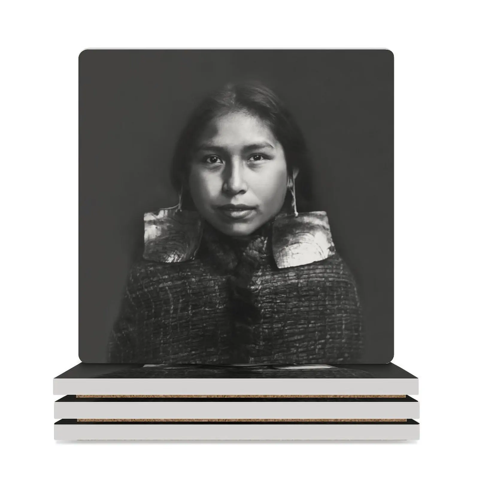 

Tsawatenok Girl Photographed by Edward S. Curtis in 1914 Ceramic Coasters (Square) ceramic set ceramic stand drink set Coasters