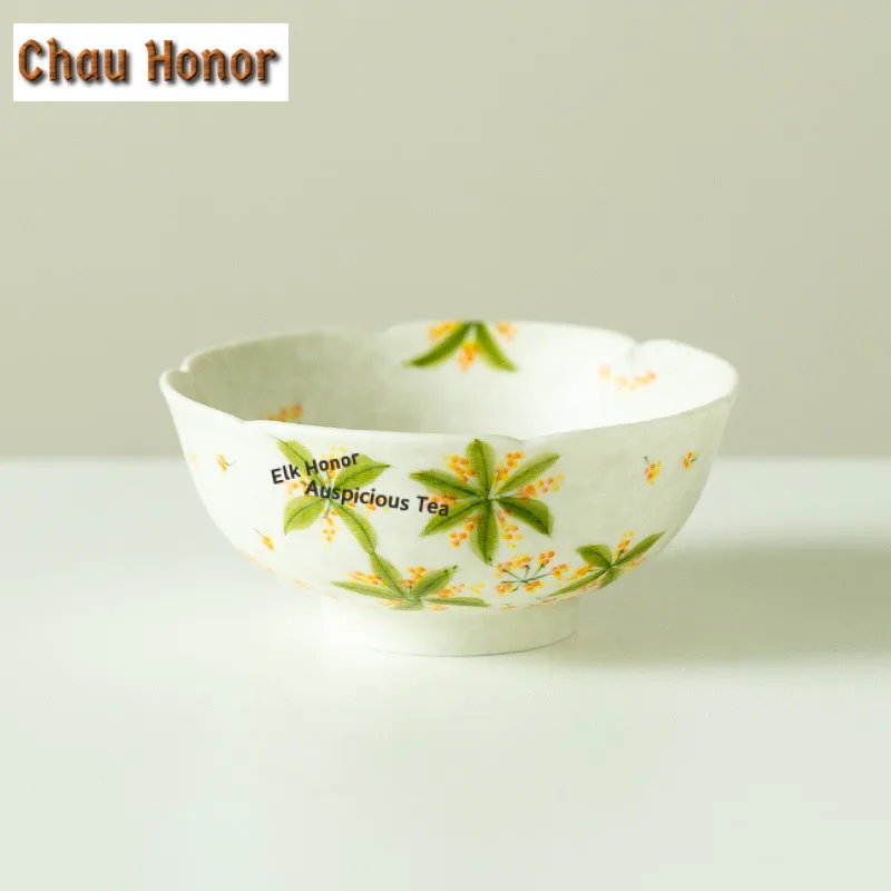 100ml Hand-painted Osmanthus Flowers Teacup Handmade Tea Bowl Tea Cup Set Tea-tasting Fragrance Cup Jianzhan Master Cups Teaware