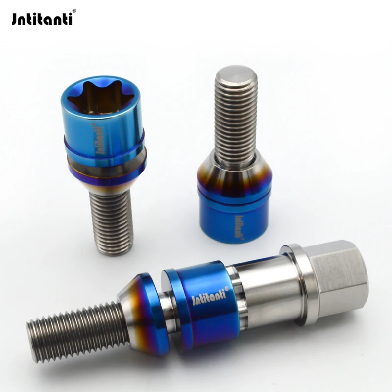 10.9 Grade Anti-Theft Gr.5 Titanium Alloy Torx BMW Wheel Bolt 4pcs+1key M12X1.5 x28-45mm and M14X1.25x28-45mm Jntitanti Factory