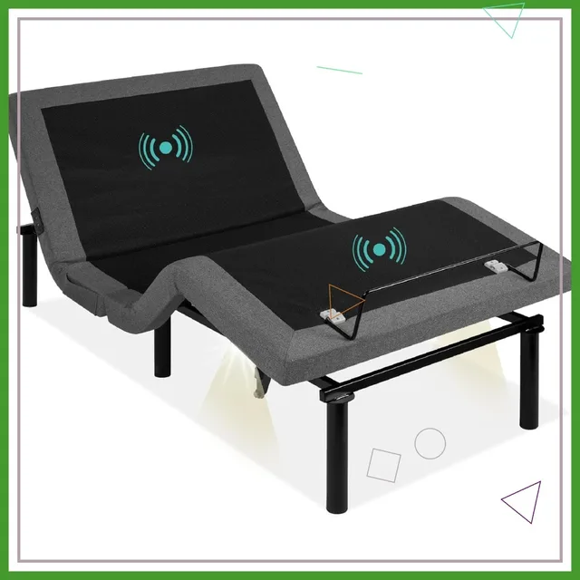 Queen Size Electric Adjustable Bed Frame with Wireless Remote, Massager, USB Ports & Nightlight