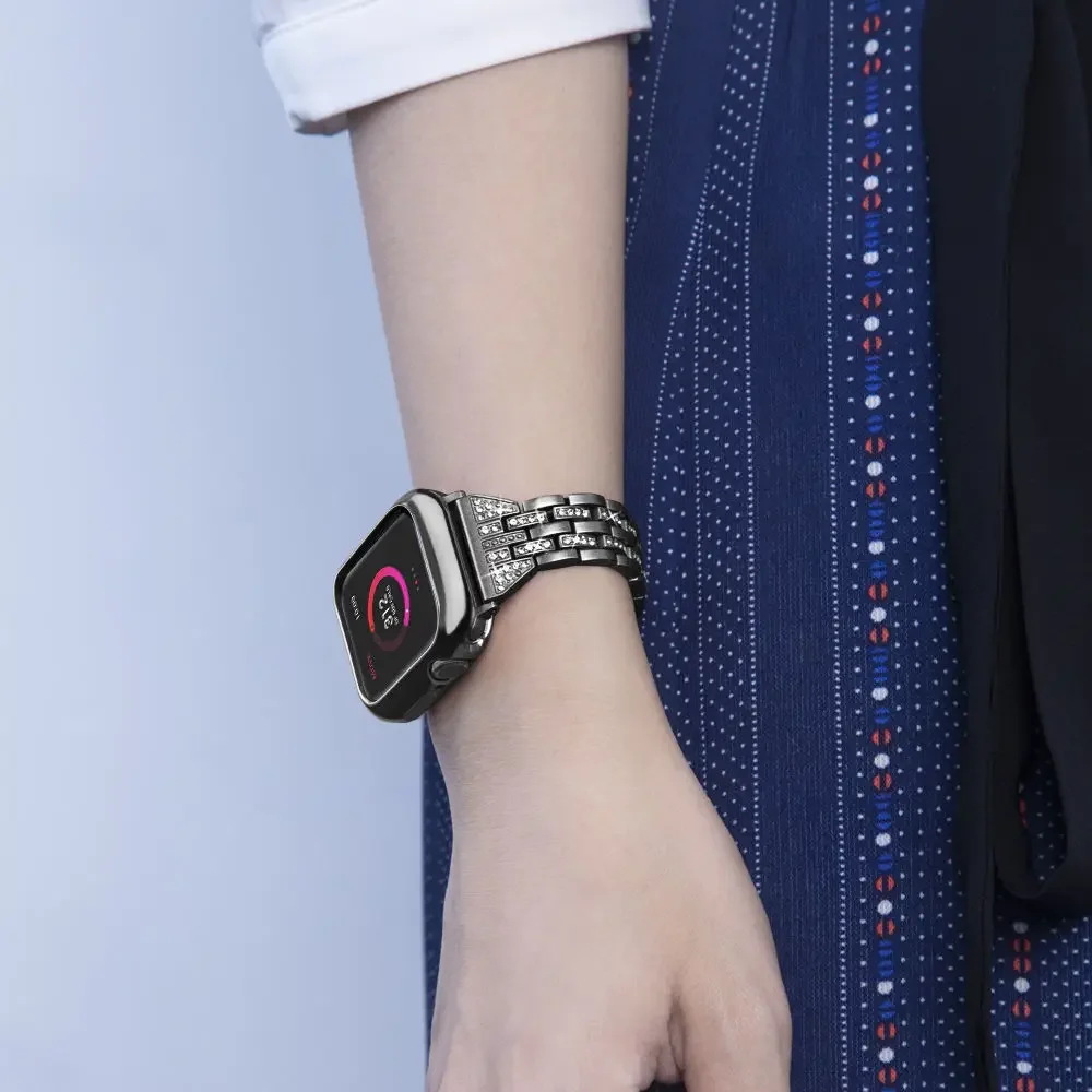 Metal＋Diamond Strap For Apple Band Watch 49mm 45mm 44mm 42mm 41mm 40mm Luxury Stainless Steel Bracelet iwatch 9 8 7 6 5 4 3 SE