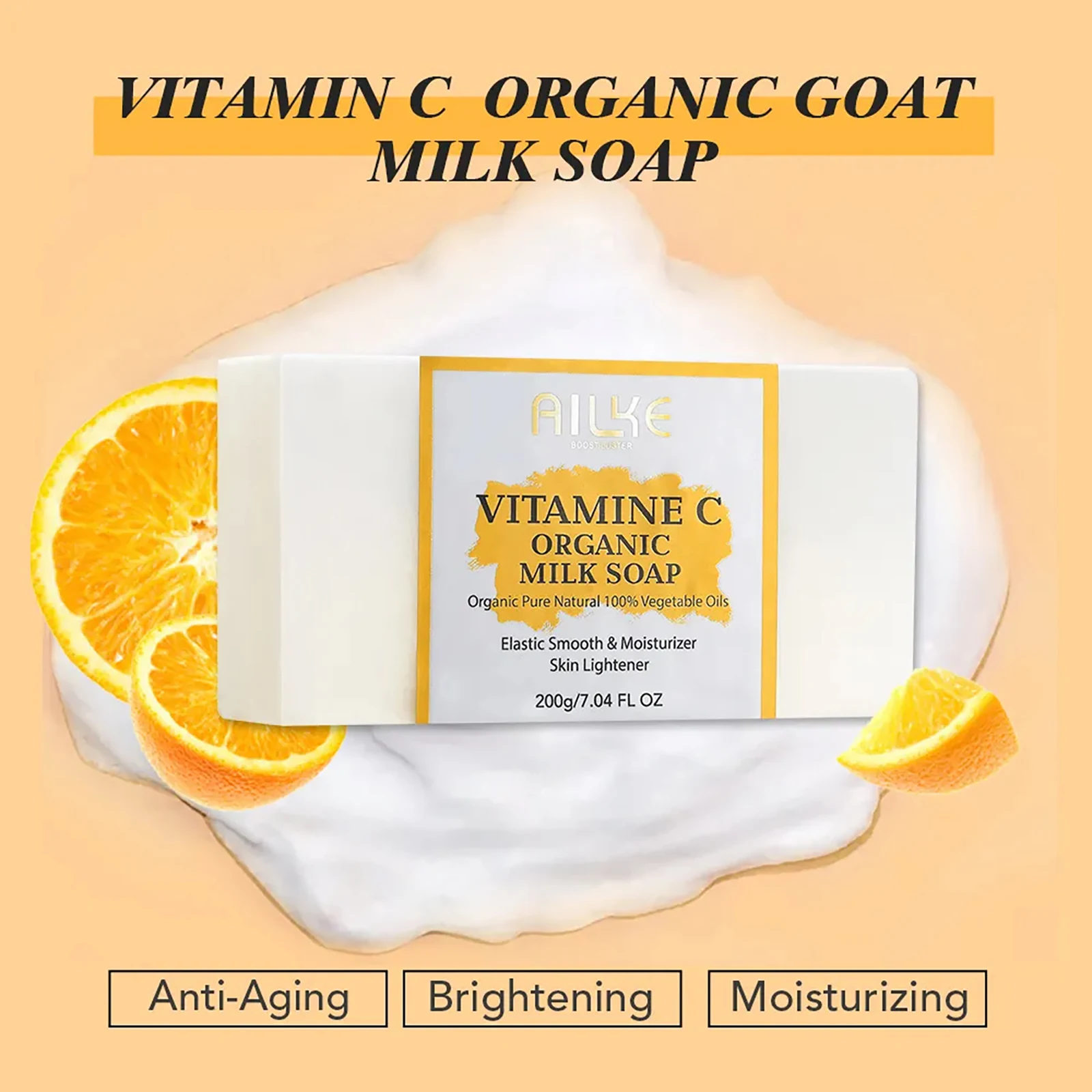 Ailke organic milk soaps containing vitamin C, whitening, wrinkle reducing, anti-aging, smoothing, and softening the skin,200g 3