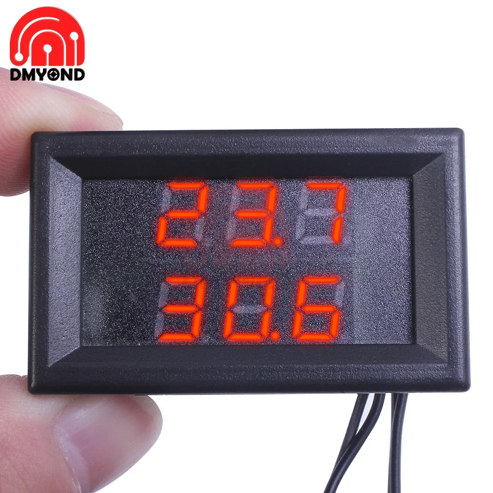 מיני תצוגה כפולה דיגיטלי מדחום w/כפול NTC עמיד למים מתכת בדיקה טמפרטורת חיישן בודק עבור רכב חדר מקורה