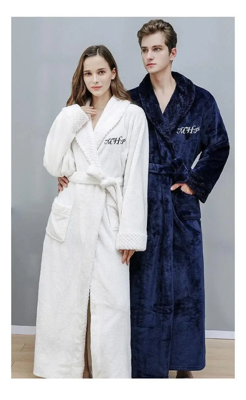 Personalized Plush Robe Custom Fathers Day gift Wedding Gift Adult Men Women Night Robe For Mom Micro Fleece Spa Bath Robes