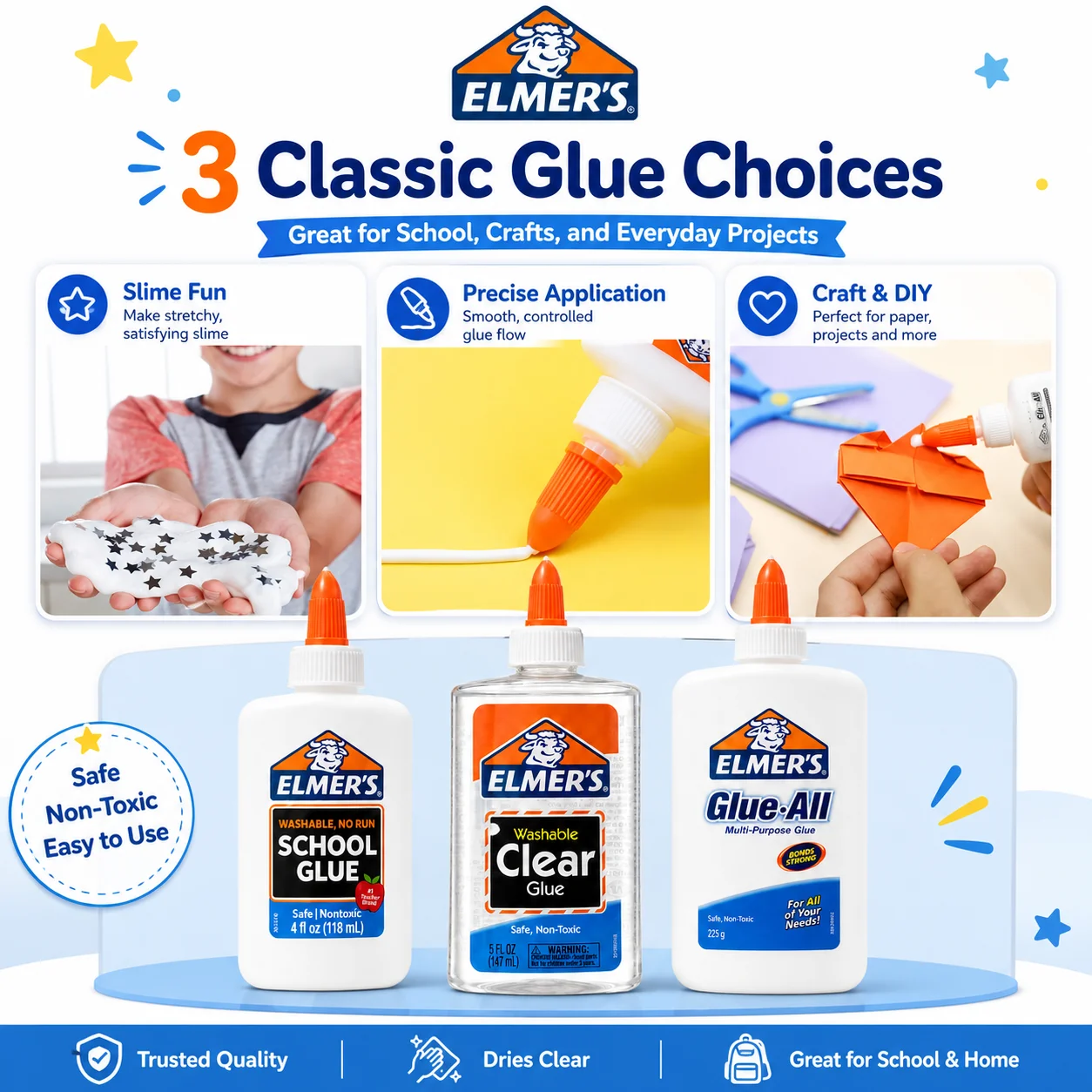 Elmer’s Glue Washable Liquid School Glue All Purpose Glue-All for Making Slime Student School Supplies Art DIY - 2