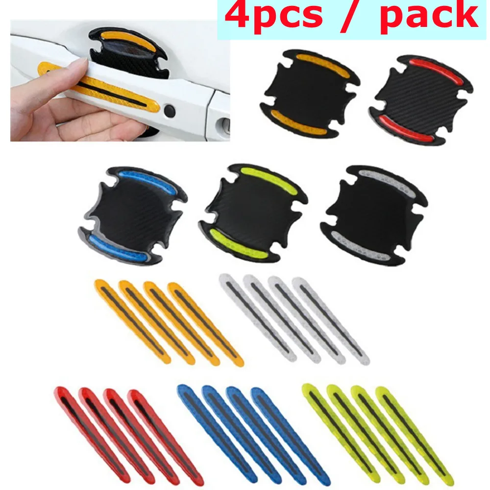 

Car Door Handle Stickers Carbon Fiber Type Reflective Anti Scratch Vehicle Handle Scratch Protection Door Handle Protective Film