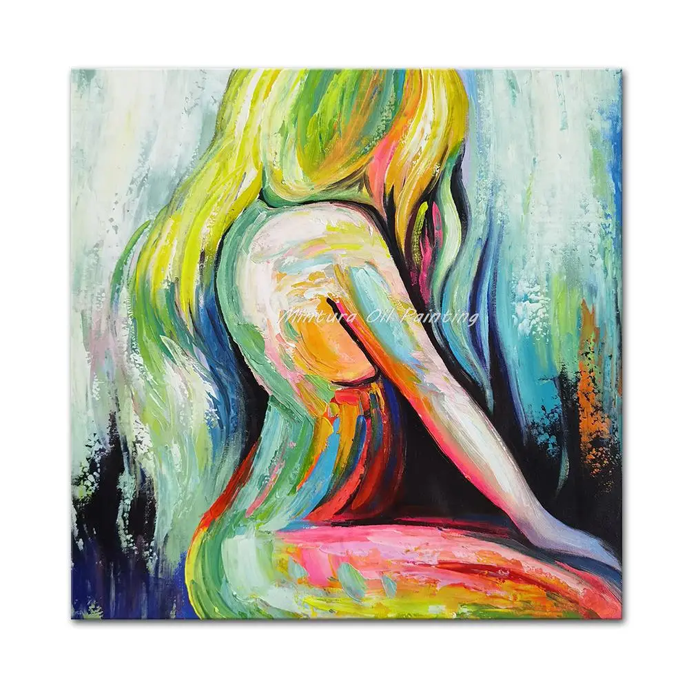 

Современная картина маслом Mintura, ручная роспись на холсте, настенная подвесная картина для гостиной, абстрактная живопись, Декор для дома для девушек