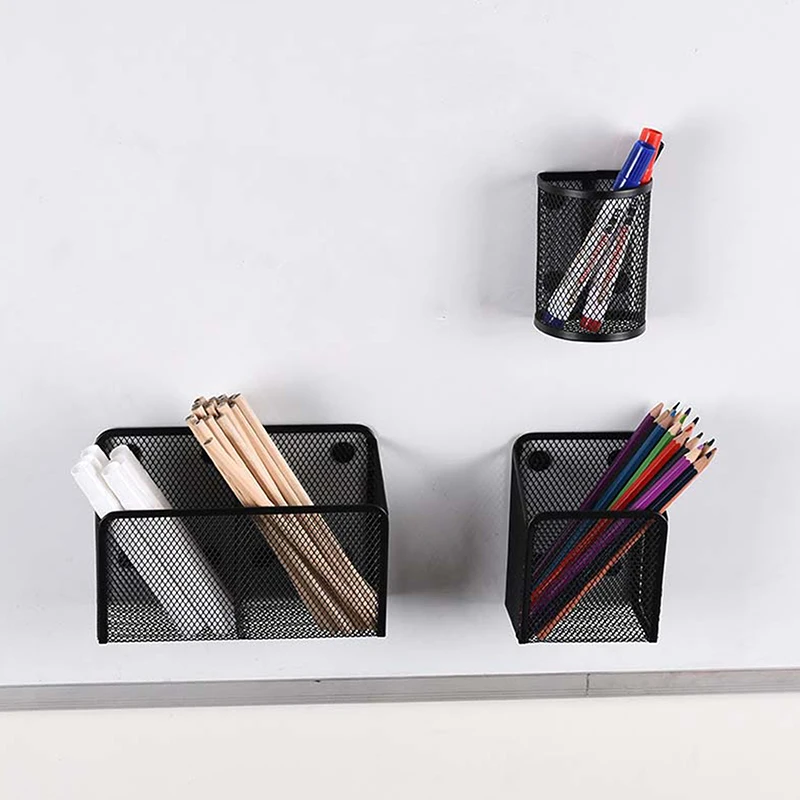 Magnetic Pencil Holder Stationery Storage Mesh Basket Desktop Pen Makeup Brush Container Kitchen Refrigerator Organizer pen holder stationery organizer stationery storage box desktop storage box desktop storage kit