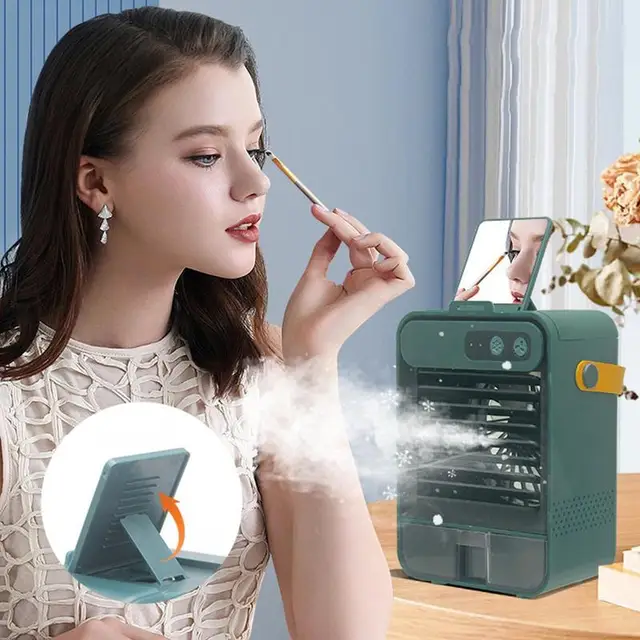 Hordozható Léghűtő Szépség Tükör Tervezés Usb Töltő Légzennyezős Párologtató Hűtő Otthoni Készletek Csendes - Image 3