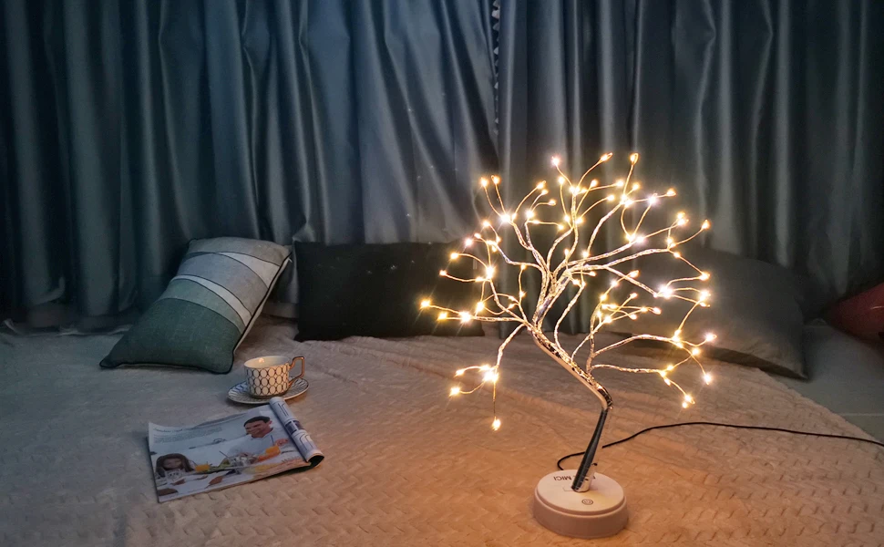 108 LED Tabletop Bonsai Tree Light Warm White Artificial Fairy Light Battery/USB Twinkling Tree Lamp for Christmas Wedding Home