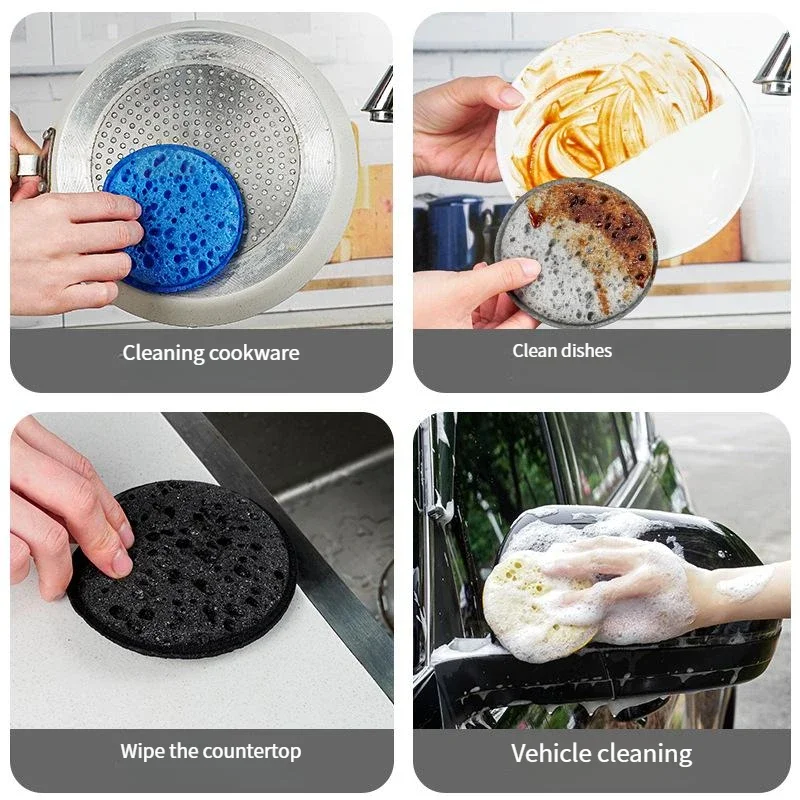Round edged high foam sponge for kitchen cleaning, dishwashing, brushing pots, seaweed sponge blocks