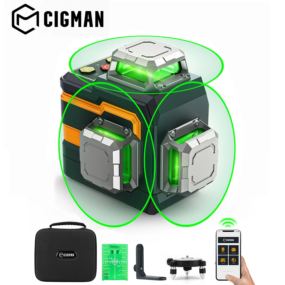 CIGMAN 3x360 Laser Level 3D Cross Line Laser Level Bluetooth Remote cigman-3x360-laser-level-3d-cross-line-laser-level-bluetooth-remote