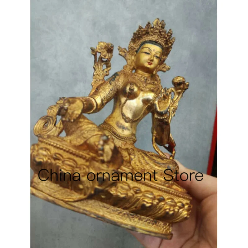 

Authentic Handmade Ancient Tibetan Gold-Plated Bodhisattva Tara Avalokiteshvara Buddha Statue