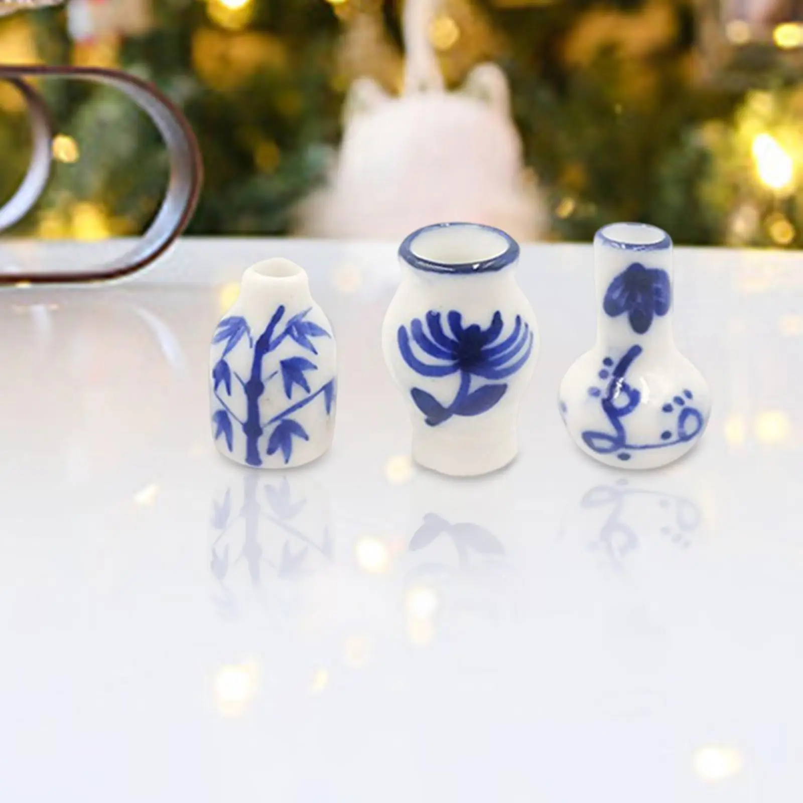 

Фарфоровые вазы, 3 шт., масштаб 1:12, миниатюрный набор для сада и дома