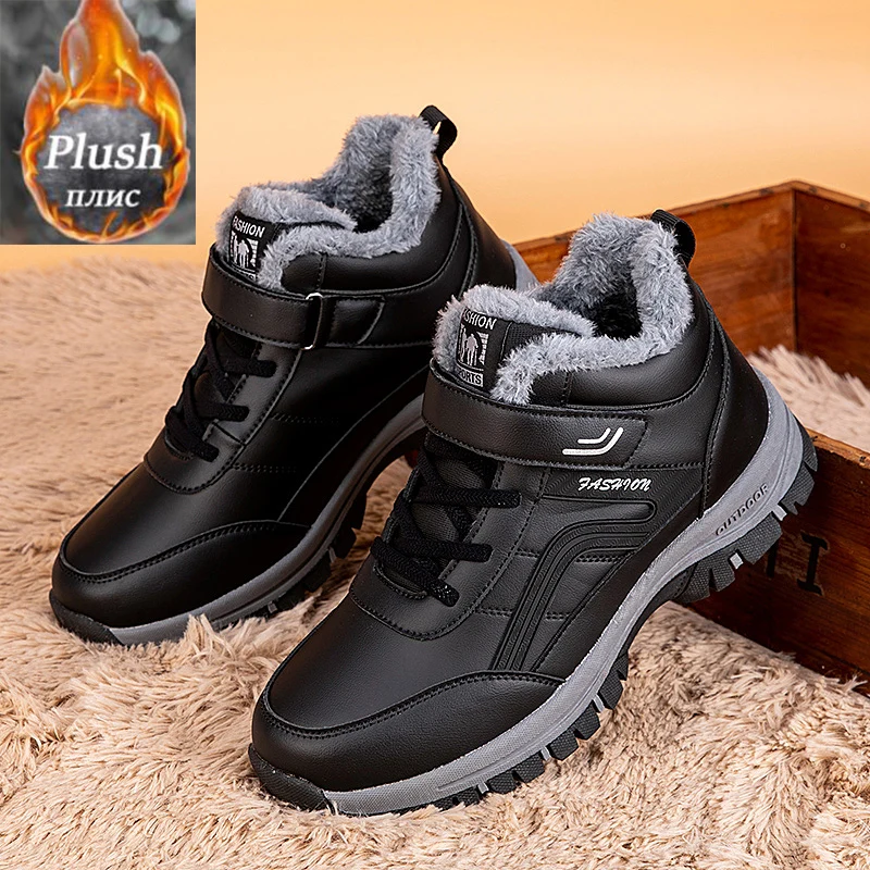 Super Warm Men boots Winter Snow Boots Waterproof Leather Sneakers Women Boots Outdoor Hiking ankle Work Shoes