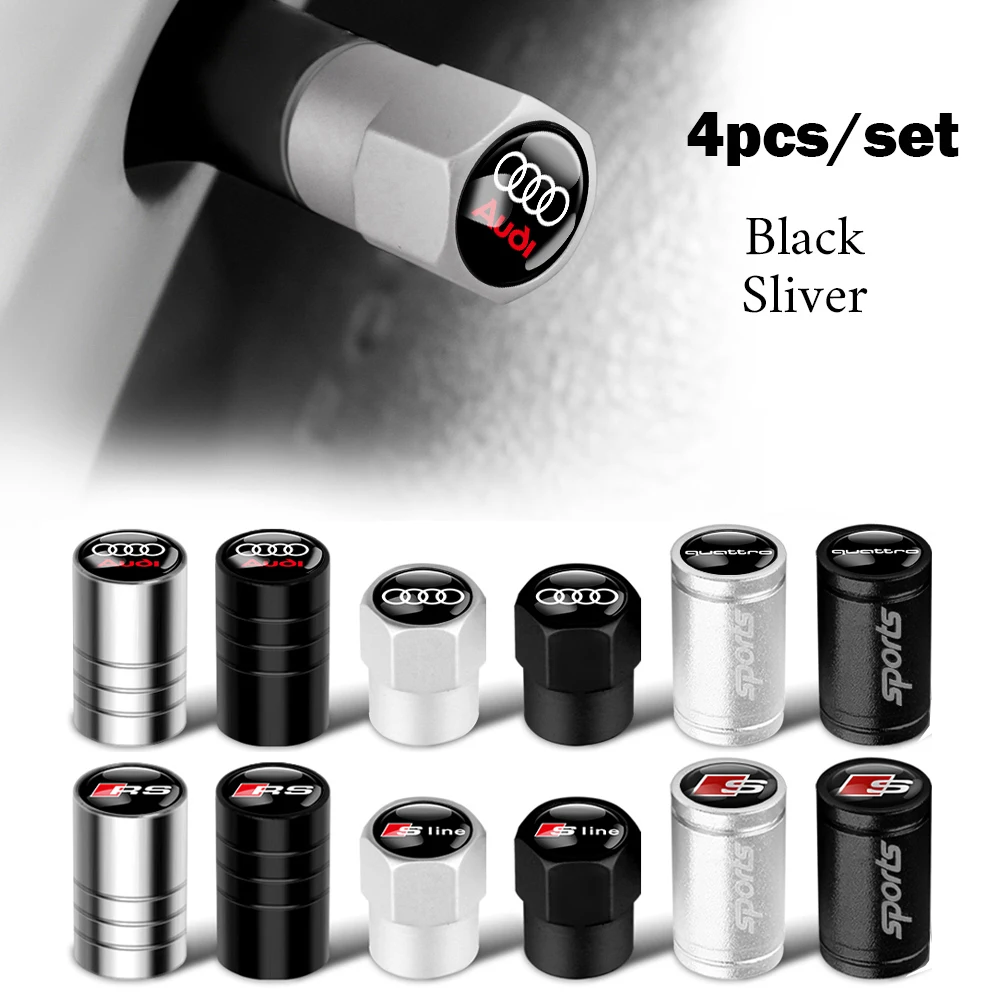 ฝาครอบจุ๊บลมยางรถยนต์ 4 ชิ้น สำหรับ Audi 8P B9 8V A5 A6 C7 RS RS3 RS4 RS5 RS6 RS7 A7 Q3 Q5 Q7 S3 S6 1
