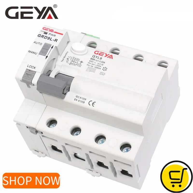 

GEYA GRD9L 4 Pole RCCB Recloser Breakers Automatic Reclosing Device Remote Control Circuit Breaker 40A 63A 30mA 100mA 300mA