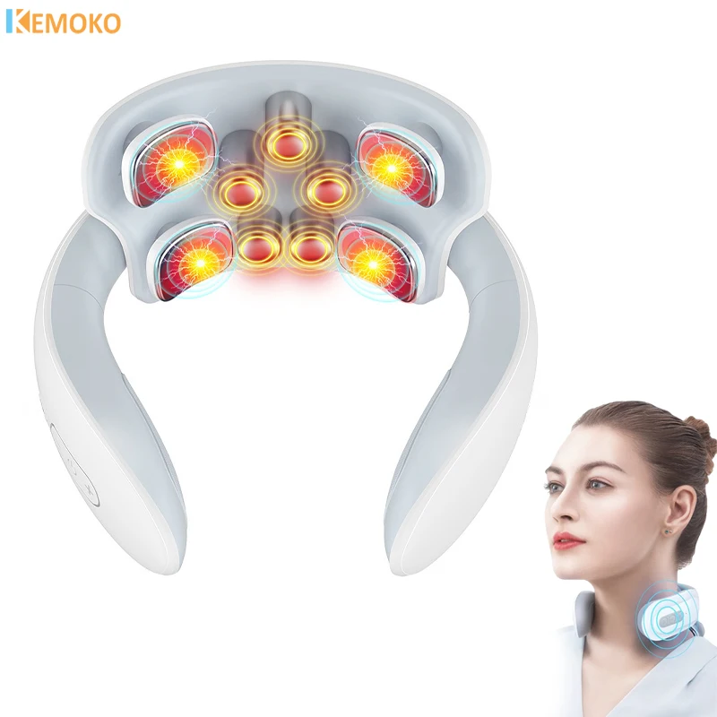 neck massage instrument intelligent electric rechargeable heating hot compress vibration magnetic pulse neck massage instrument Neck Massage Instrument Intelligent Electric Rechargeable Heating Hot Compress Vibration Magnetic Pulse Neck Massage Instrument