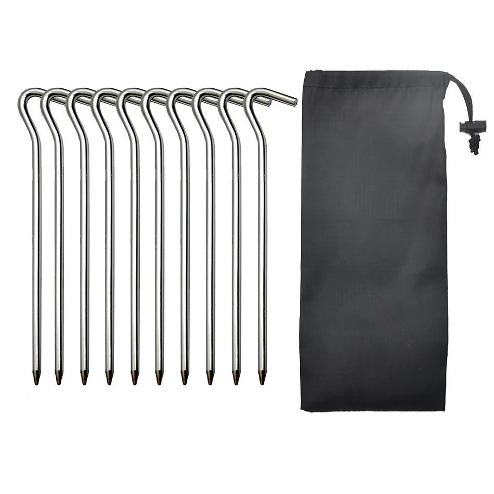 

10 Pieces Aluminium Tent Stakes for Sand Beach Camping 18cm Long Metal Inflexible Steel Ground Stakes