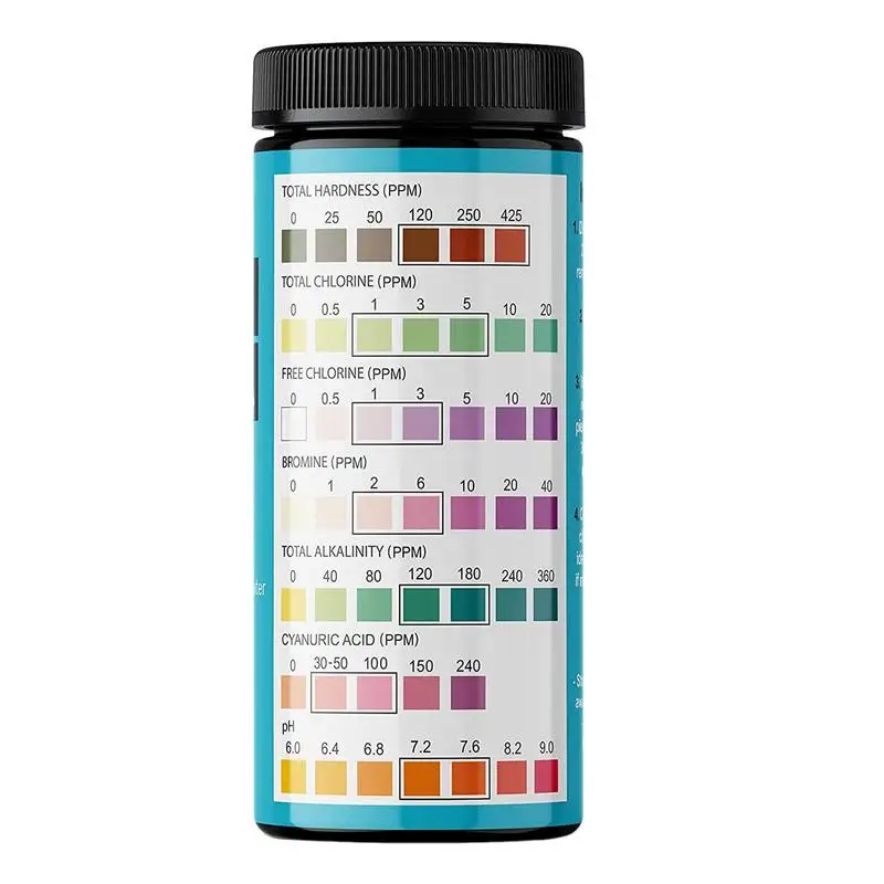 

Pool Water Test Kit Salt Water Pool Testing Kit 100 Strips Pool And Spa Test For PH Water Hardness Test Kit For Hot Tub Chlorine