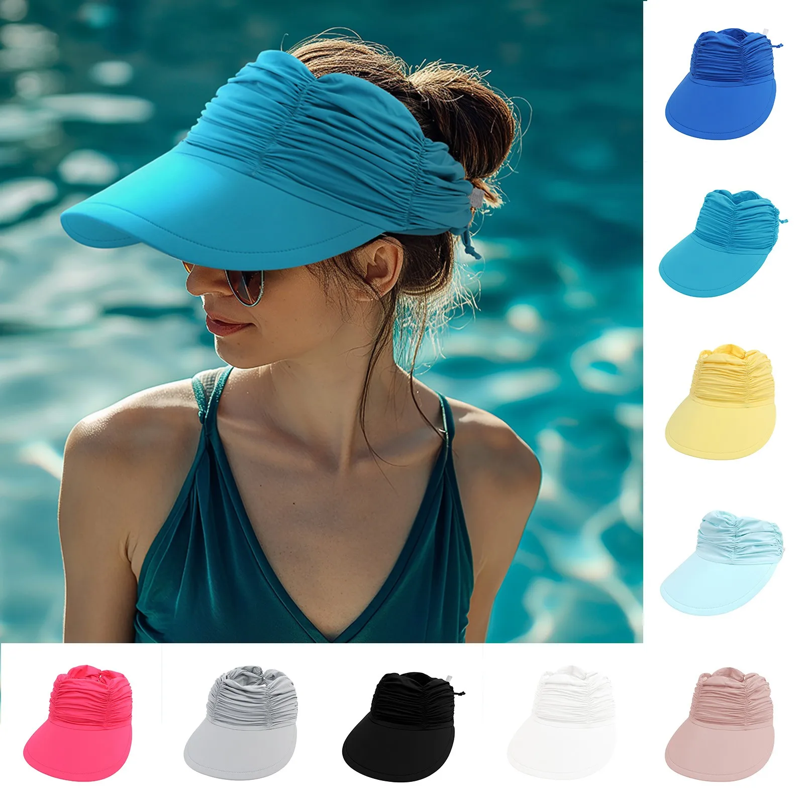 

Candy Colors Empty Top Wide Brim Sun Hat Women Summer Outdoor Exercise Baseball Cap For Female Beach Hat Cycling Headwear