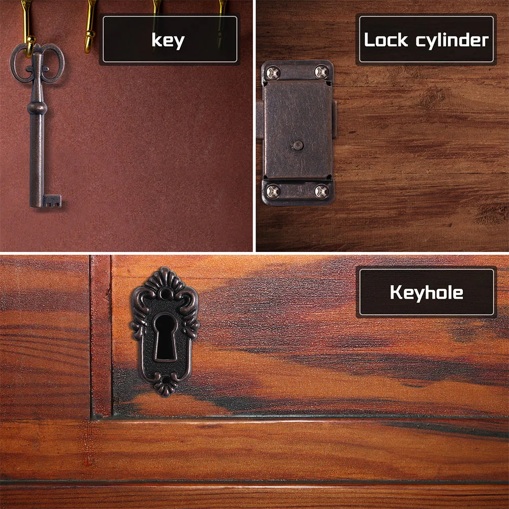 Vintage Cabinet Lock cabinet door lock drawer lock antique locks Bronze Padlock Hasp Hook Lock Jewelry Box Latches Decorative Furniture Hardware 6 Sets