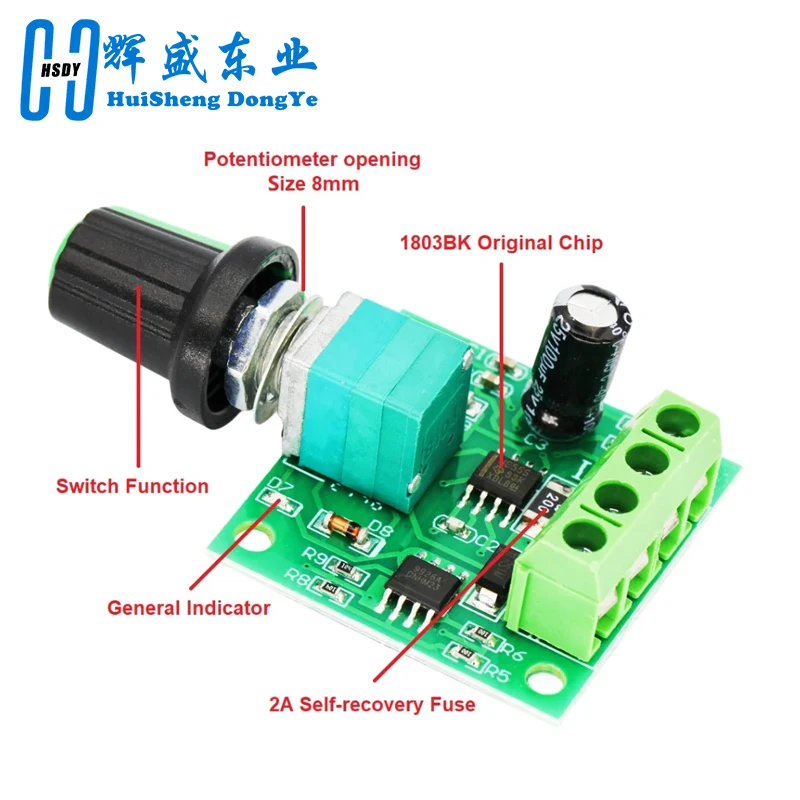 Motor Speed Controller DC 1.8V 3V 5V 6V 12V 2A 1803BK PWM Low Voltage Regulator Switch PWM Adjustable Drive Module