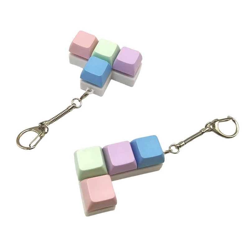 Kreative Dekompressions-Tastatur mit Macaron-förmigen Tastenkappen, Dekompressions-Schlüsselanhängern und kleinen Spielzeuganhängern – Detail 5