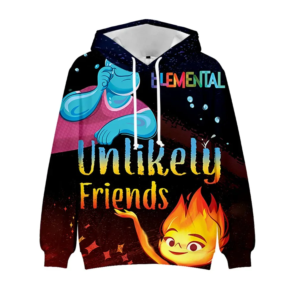 

MINISO Disney Elemental Peripheral Animation Children's Clothing Casual Pullover Hooded Sweatshirt Best Christmas Gift