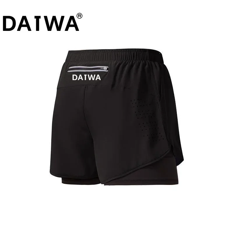 Datwa Summer Quick-drying Fishing Shorts Solid Color Casual Sports Beach Running Shorts Straight Elastic Waist Fishing