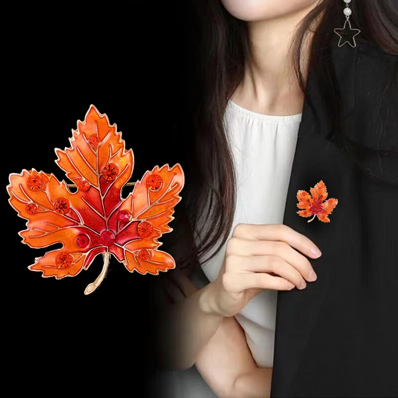 럭셔리 단풍잎 브로치, 고급 반짝이 라인스톤 식물 잎, 우아한 핀, 의류 액세서리, 보석 선물, 5 가지 색상 패션