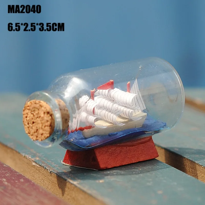 Home Decor Mediterranean Style Mini Ship Boat Drift Bottle Charm Small Wood Cork Glass Vial Valentine's Day Gift Vials 4