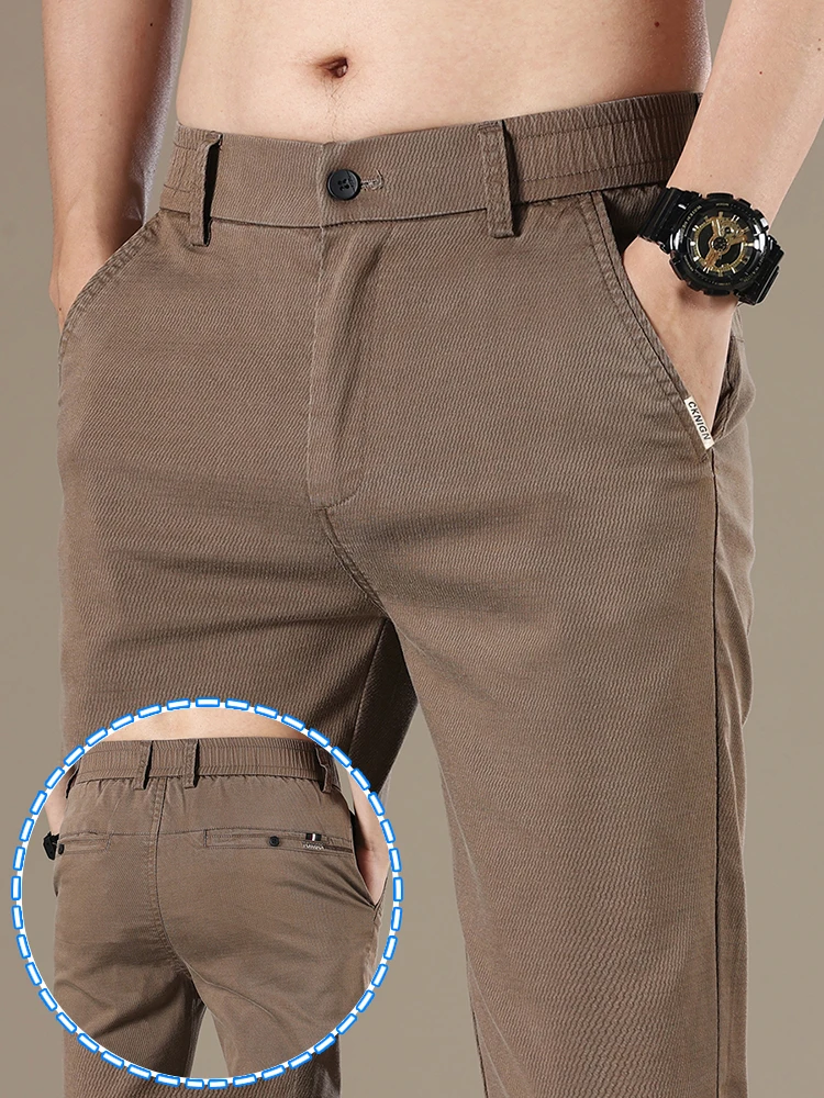 Gerade Slim Fit Lyocell Herrenhose Twill Stoff Atmungsaktive Mode Freizeithose Einfarbig Frühling Sommer Businesshose
